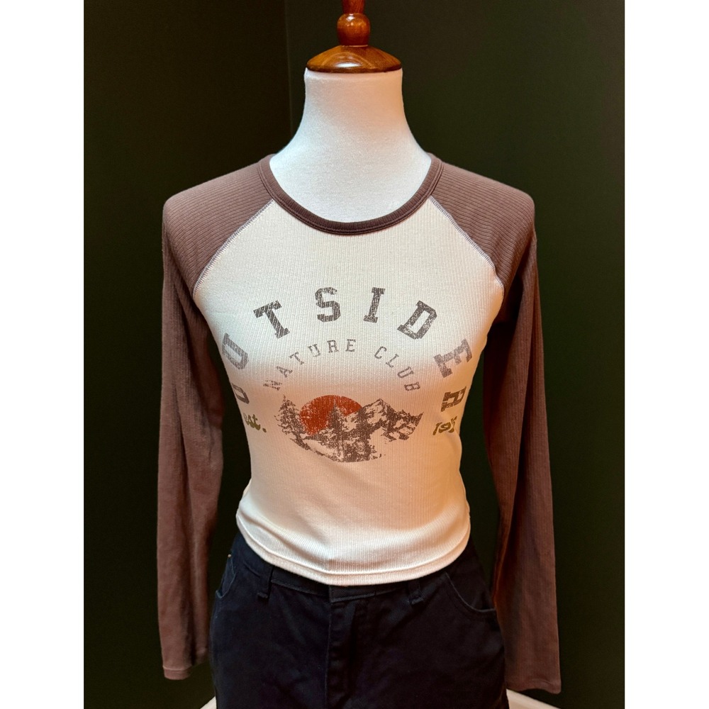 Arizona Jean Co Brown Long Sleeve T Shirt Nature Club Graphic Women's M